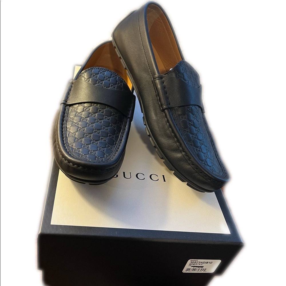 Gucci Microguccissima Black Leather Driving Loafer